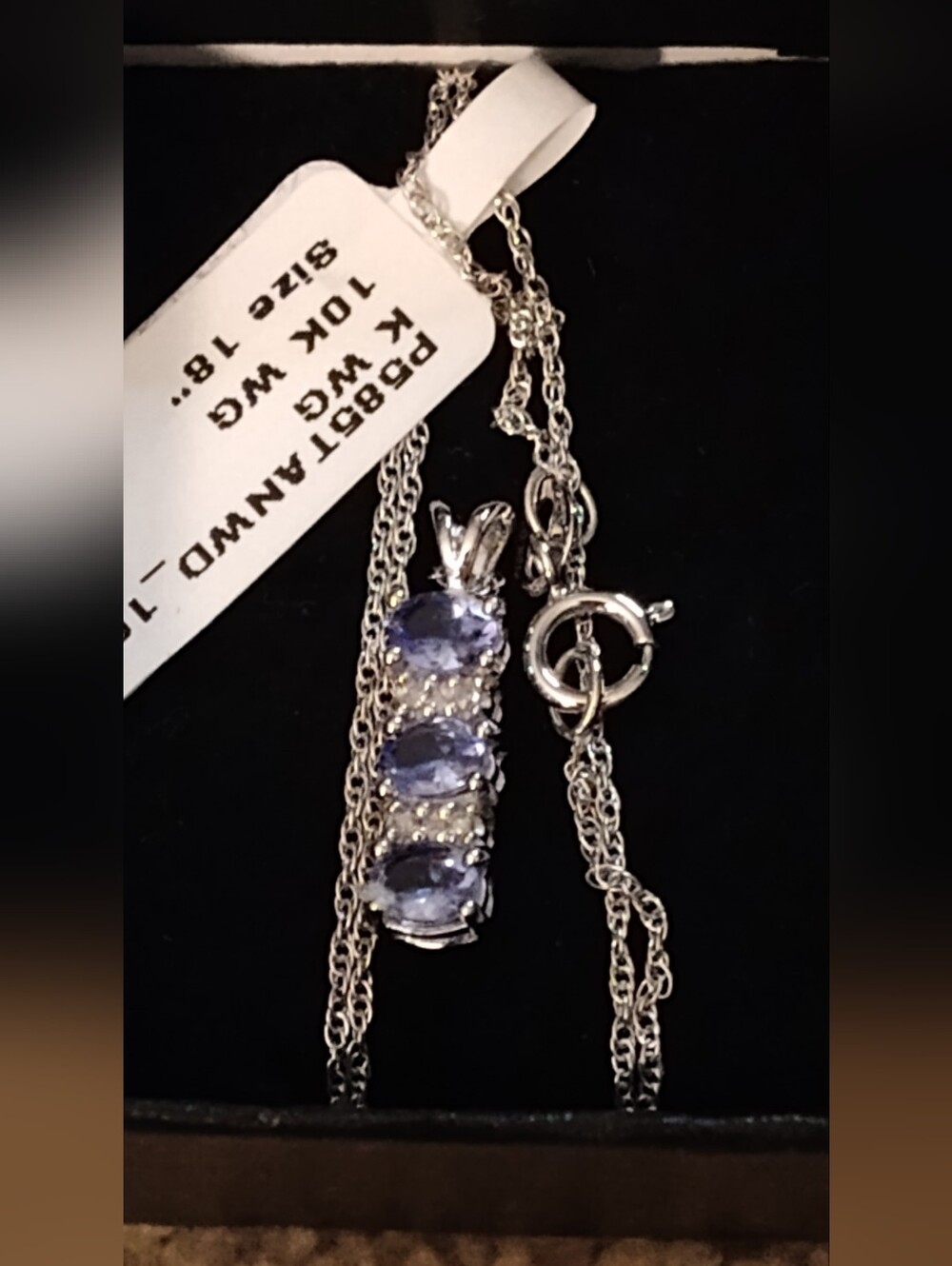 NWT! 10k White Gold Tanzanite Pendant Necklace - Blue Gemstone